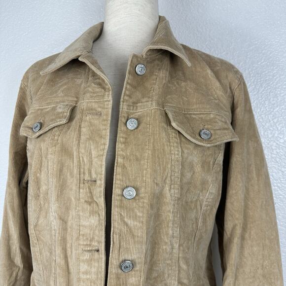 Vintage Gap Corduroy Jacket Women Large Tan Trucker Western Y2K Grunge - Picture 4 of 12